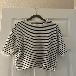Madewell Black and White Striped Short Sleeve Tee